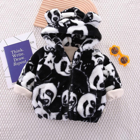 Winter boy plus velvet padded lamb velvet hooded coat